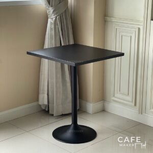 Isometric view of a black top table with round leg