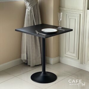 Black Top Table with Round Leg decorated with Dining Set