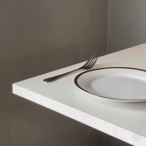 Close-up of a white top table with golden leg