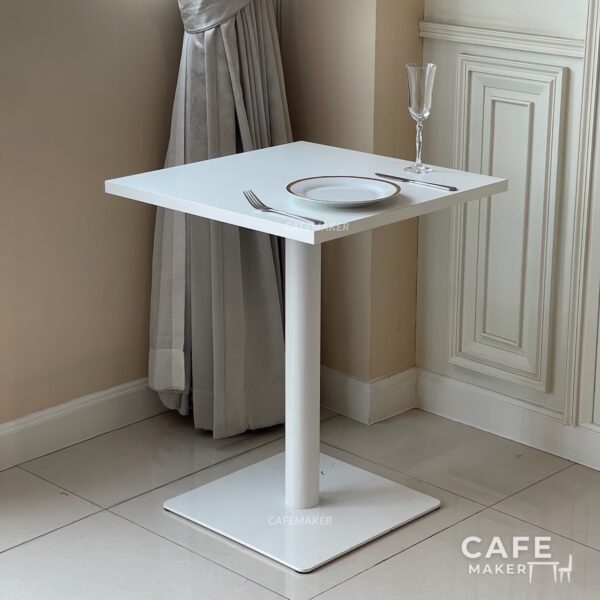 White top table with square leg styled with Dining Set