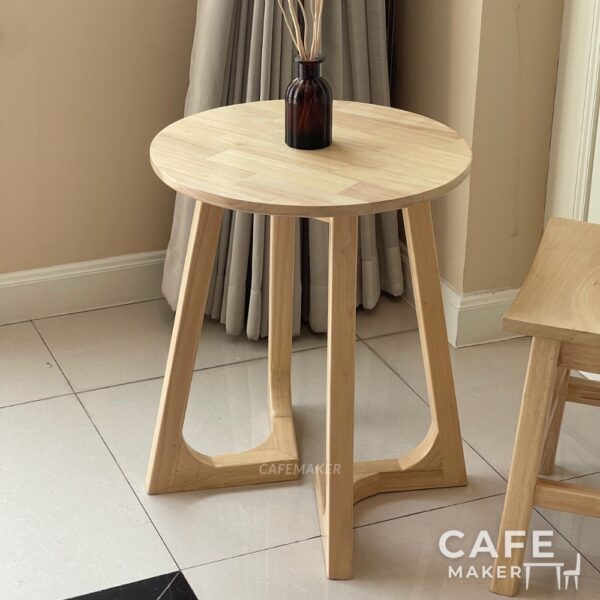 Sample view of a natural parawood farm table, highlighting its rustic design and natural wood finish