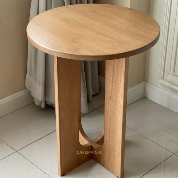 Isometric view of a natural parawood side table