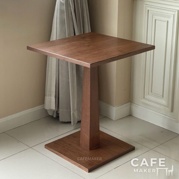 Isometric view of a walnut parawood café table