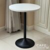 White-top round table with round leg
