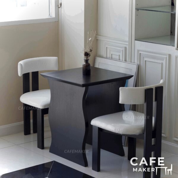 Black parawood café set in an isometric view