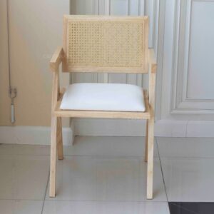 Front view of a natural parawood rattan chair