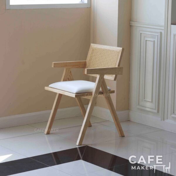 Natural parawood rattan chair in an isometric view