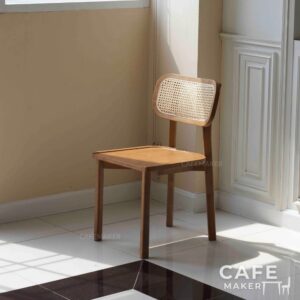Oak parawood rattan chair in an isometric view