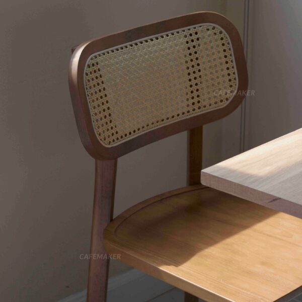 Oak parawood rattan chair set