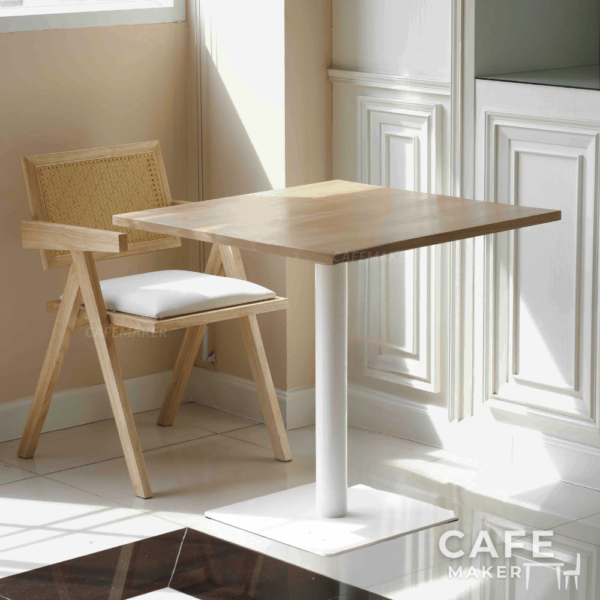 Pair of natural Parawood rattan chair with oak top table