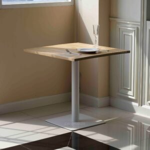 Oak top table with white square leg used as a prop