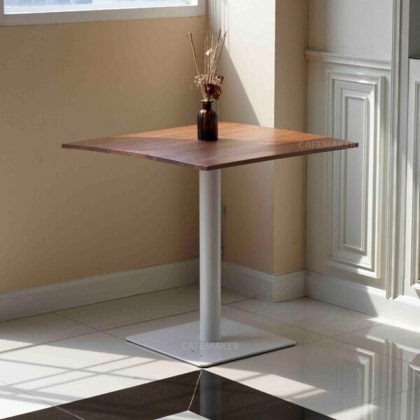 Shorea wood top table with white square leg