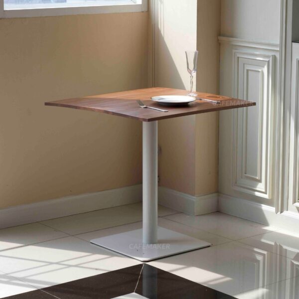 Shorea wood top table with white square leg