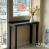 isometric view of black parawood bar table 40x120x90 cm with slim rectangular design