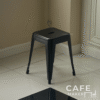 isometric view of black metal stool chair with industrial modern style