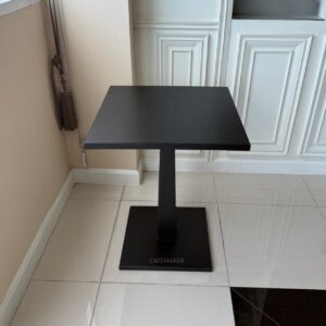front view of black parawood table with clean rectangular design